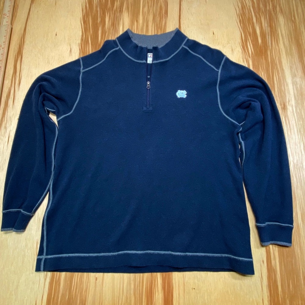 Cutter & Buck UNC Tarheels North‎ Carolina Pullover Mens XL Navy Gray Stitching